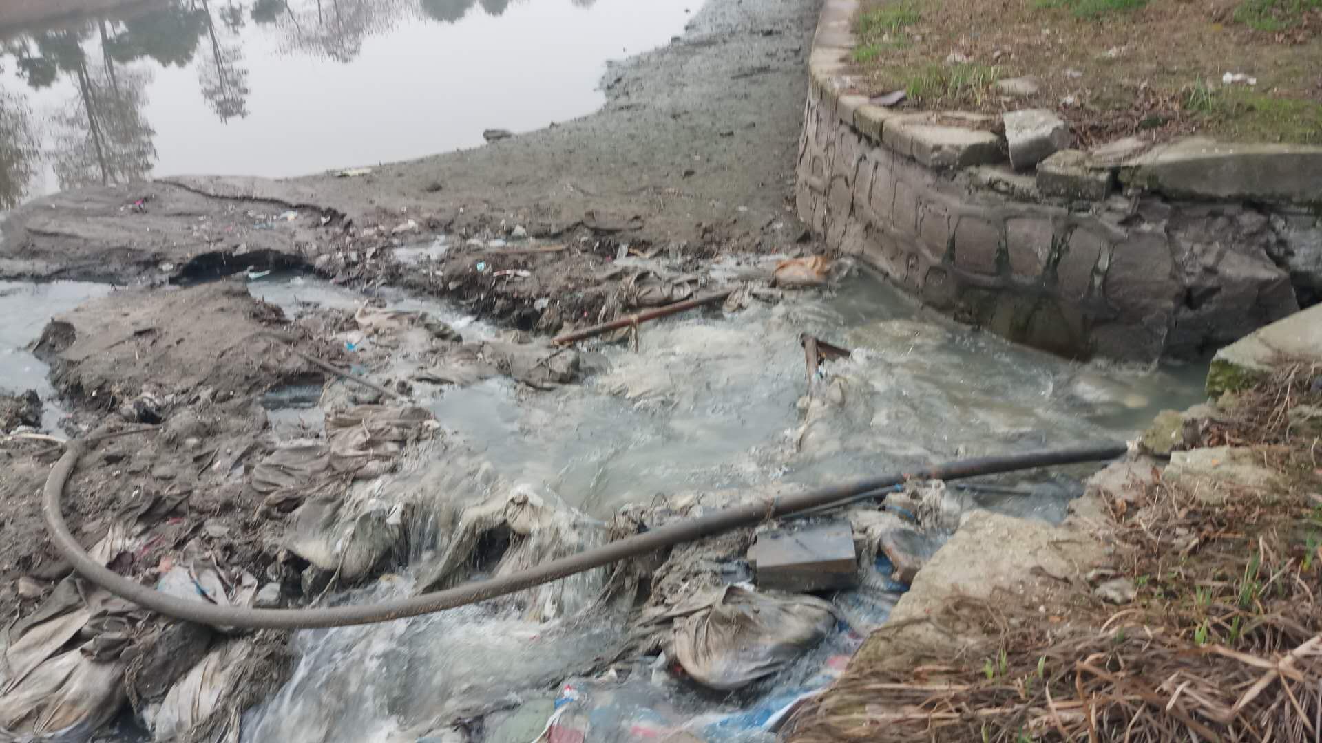 护城河排放生活污水问题